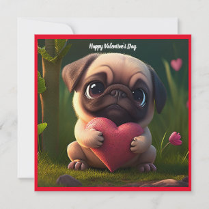 Happy Valentine's Day Mops Hund Feiertagskarte