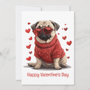 Happy Valentines Day Mops Hund Feiertagskarte