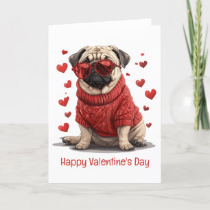 Happy Valentines Day Mops Hund Feiertagskarte