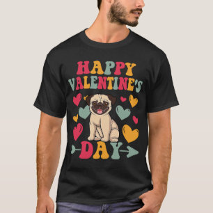 Happy Valentines Day Mops Hund Herz Liebe Ristoran T-Shirt
