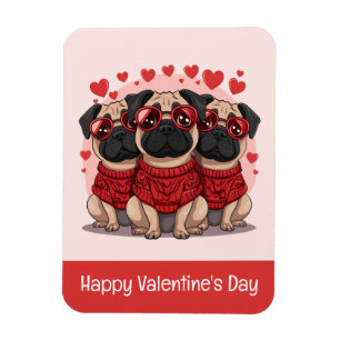 Happy Valentines Day Mops Hunde Magnet