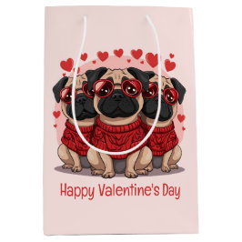 Happy Valentines Day Mops Hunde Mittlere Geschenktüte