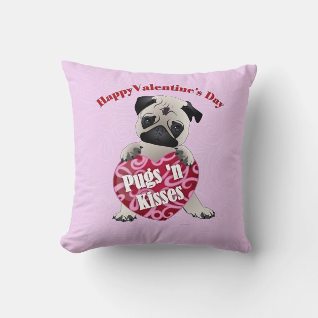 Happy Valentines Day Möpsen N Kisses Mops T-Shirts Kissen (Vorderseite)