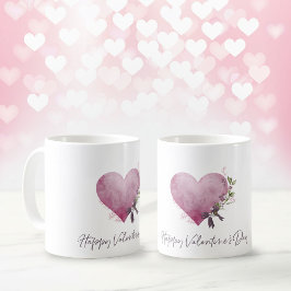 Happy Valentine's Day Mug With Floral Heart Kaffeetasse