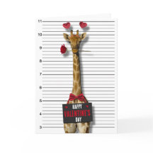 Happy Valentine's Day Mugshot Guilty Giraffe Funny