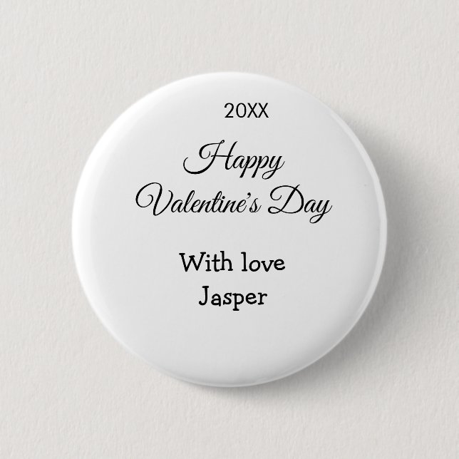 Happy Valentine's day name love simple year stylis Button (Vorderseite)