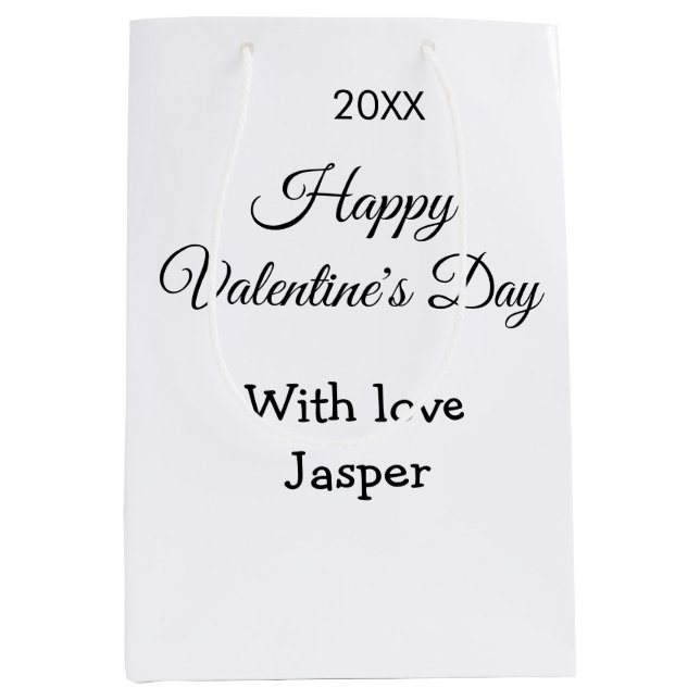 Happy Valentine's day name love simple year stylis Mittlere Geschenktüte (Vorderseite)