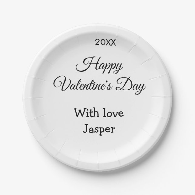 Happy Valentine's day name love simple year stylis Pappteller (Vorderseite)