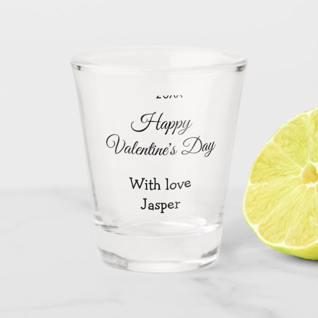 Happy Valentine's day name love simple year stylis Schnapsglas (Vorderseite)