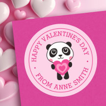 Happy Valentine's Day Name niedlich Panda Herz ros