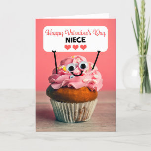 Happy Valentines Day Niece Niedlich Cupcake Feiertagskarte