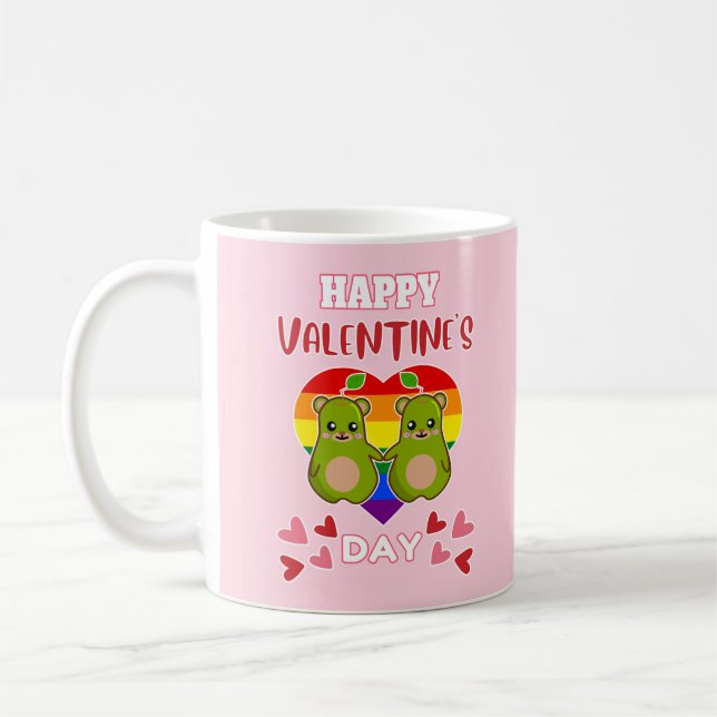 HAPPY VALENTINE'S DAY Niedlich Birnbären Pair LGBT Kaffeetasse (Links)