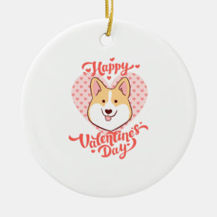 Happy Valentines Day Niedlich Corgi Hund Keramik Ornament