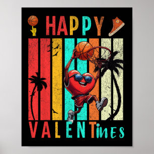 Happy Valentines Day Niedlich Heart Playing Basket Poster