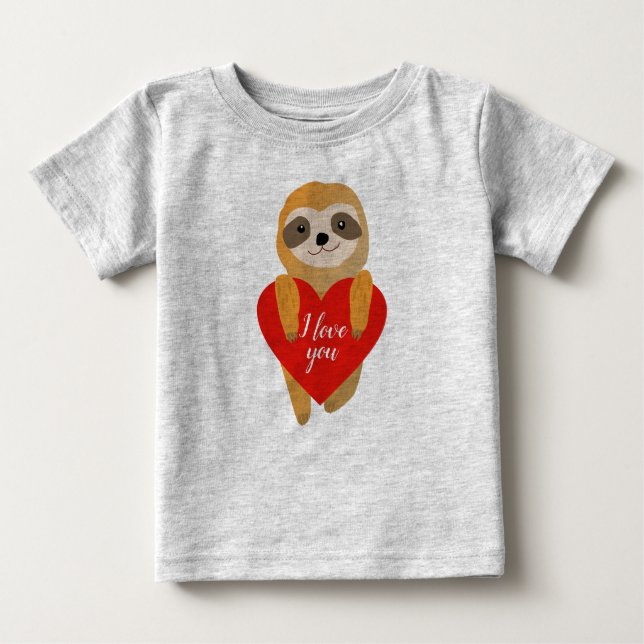 Happy Valentine's Day | Niedlich Heart Sloth Baby T-shirt (Vorderseite)