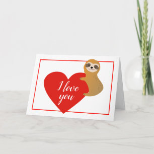 Happy Valentine's Day   Niedlich Heart Sloth Feiertagskarte