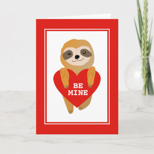 Happy Valentine's Day   Niedlich Heart Sloth Feiertagskarte