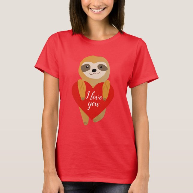 Happy Valentine's Day | Niedlich Heart Sloth T-Shirt (Vorderseite)