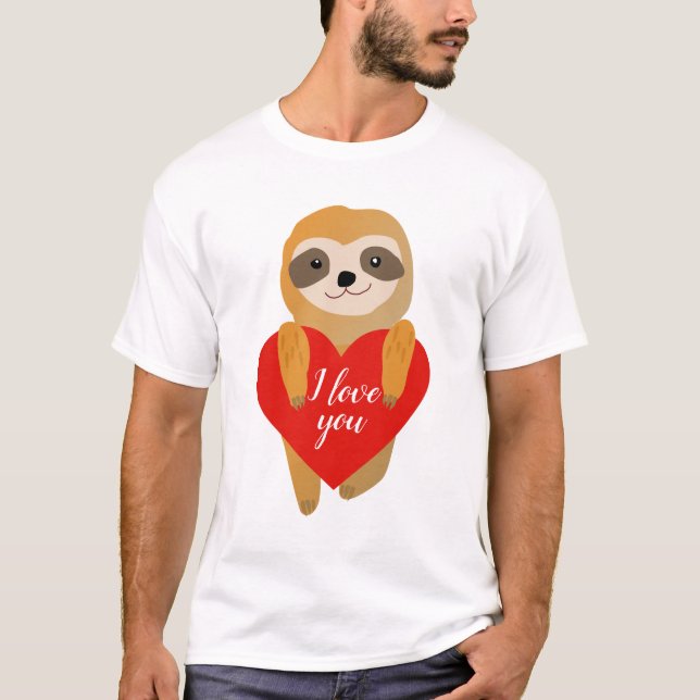 Happy Valentine's Day | Niedlich Heart Sloth T-Shirt (Vorderseite)