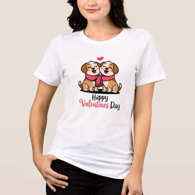 Happy Valentines Day Niedlich Hunde Romantische Tri-Blend Shirt (Vorderseite)