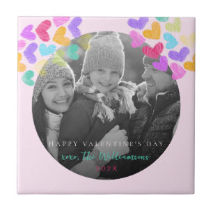 Happy Valentines Day Niedlich Pastel Hearts Foto Fliese