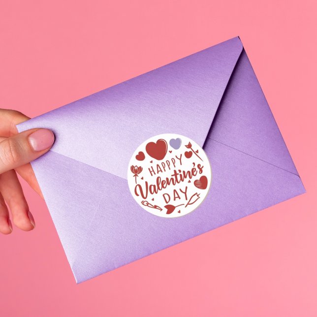 Happy Valentine's Day Niedlich Playful Holiday Sti Runder Aufkleber (Von Creator hochgeladen)