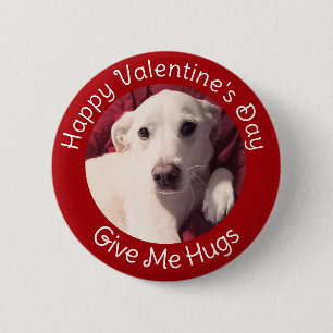 Happy Valentine's Day Niedlich Puppy Dog Foto Red Button