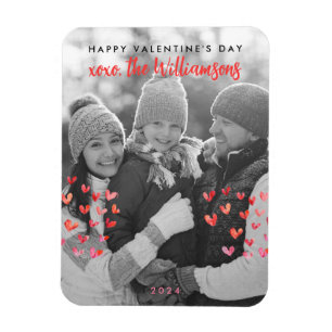 Happy Valentines Day Niedlich Red Hearts Family Fo Magnet