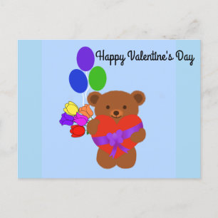 Happy Valentine's Day Niedlich Teddy Bear #4 Postk Postkarte