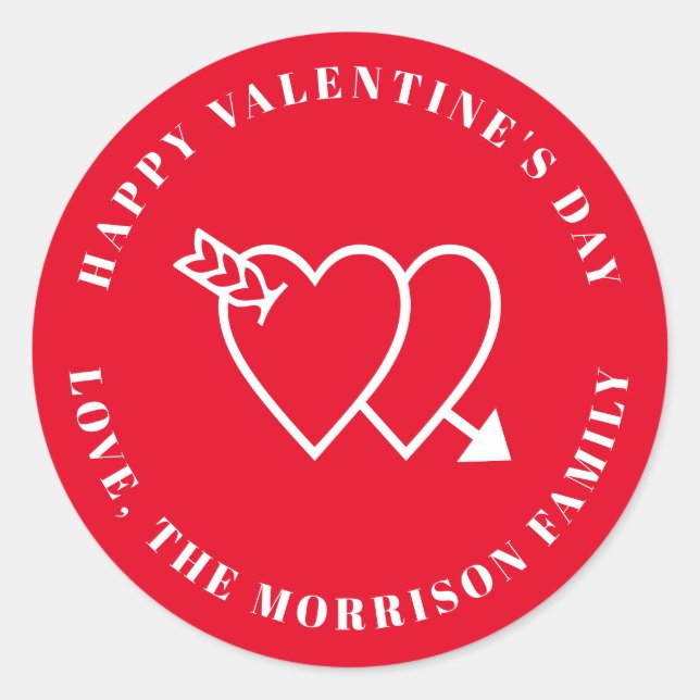 Happy Valentine's Day niedliche Herzen Zolltext Runder Aufkleber (Vorderseite)