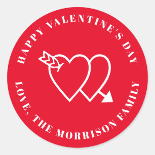 Happy Valentine's Day niedliche Herzen Zolltext Runder Aufkleber