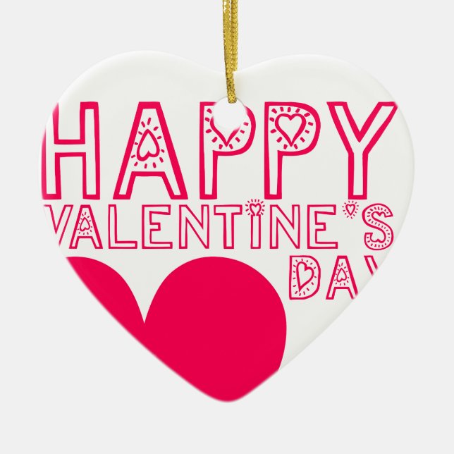Happy Valentine's day Niedliche typo Herz Ornament (Vorne)