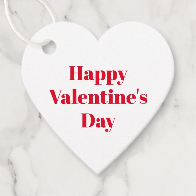 Happy Valentine's Day niedliches rotes und weißes  Geschenkanhänger (Vorderseite)