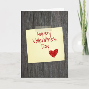 Happy Valentine's Day Note on Holz Karte