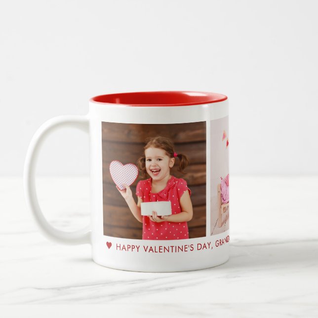 Happy Valentine's Day Opa 3 Foto Custom Zweifarbige Tasse (Links)