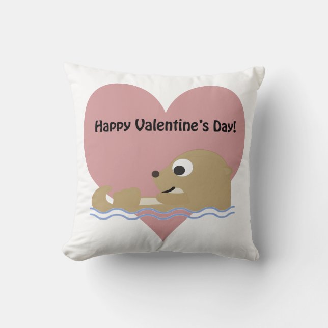 Happy Valentines Day Otter Kissen (Vorderseite)