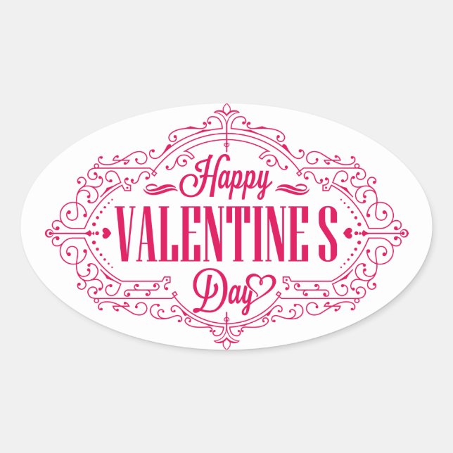 Happy Valentine's Day Oval Sticker (Vorderseite)
