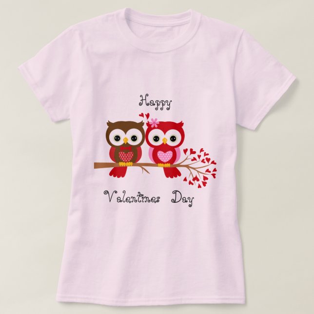 Happy Valentines Day Owl Liebe T-Shirt (Design vorne)