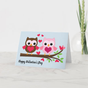 Happy Valentine's Day Owls Feiertagskarte
