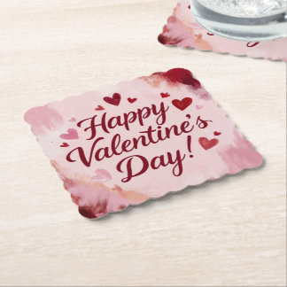 Happy Valentine's Day! Painted Brush Strokes Untersetzer