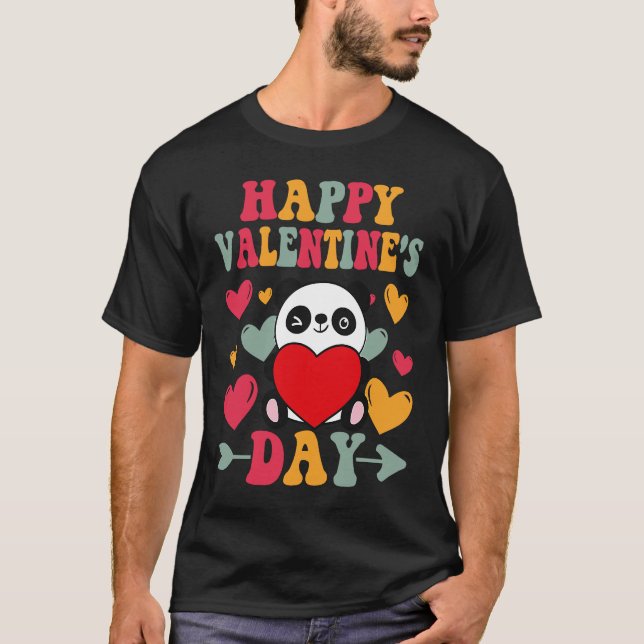 Happy Valentines Day Panda Liebe T-Shirt (Vorderseite)