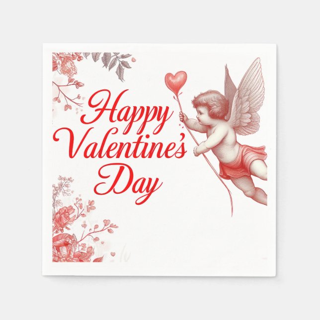 Happy Valentines Day Paper Napkin Serviette (Vorderseite)