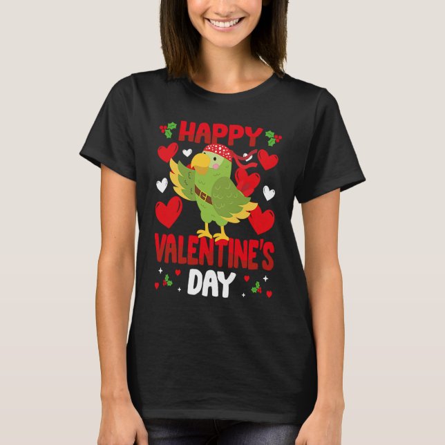 Happy Valentines Day Parrot Heart Love Animal T-Shirt (Vorderseite)