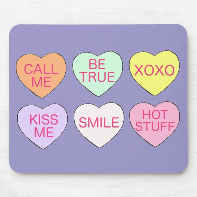 Happy Valentine's Day Pastel Candy Hearts Liebe Mousepad (Vorne)