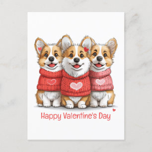 Happy Valentines Day Pembroke Welsh Corgi Hunde Feiertagspostkarte