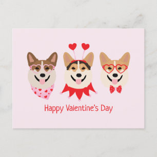 Happy Valentines Day Pembroke Welsh Corgi Hunde Postkarte