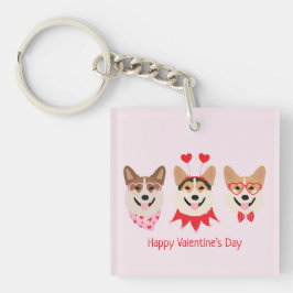Happy Valentines Day Pembroke Welsh Corgi Hunde Schlüsselanhänger