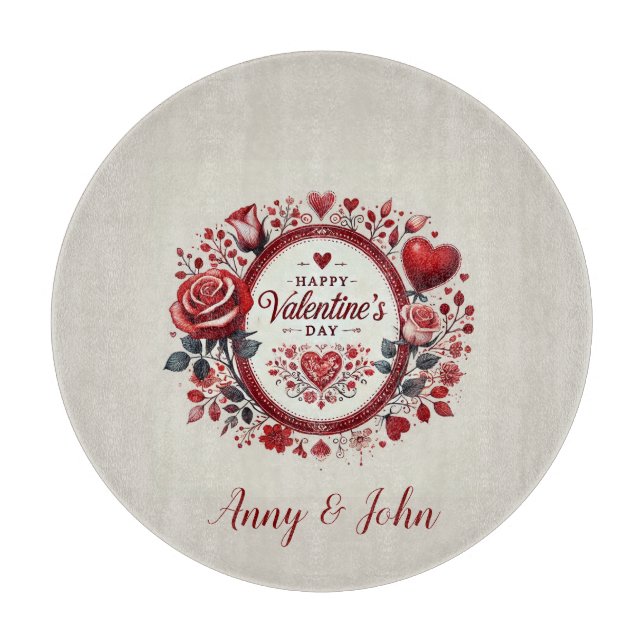 Happy Valentine's Day Personalisiert Cutting Board Schneidebrett (Vorderseite)
