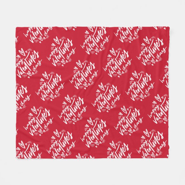 Happy Valentine's Day Personalisiert Name Text Fleecedecke (Vorderseite (Horizontal))