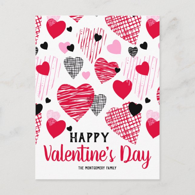 "Happy Valentine's Day" Personalisiert Postkarte (Vorderseite)